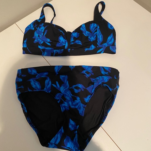 NEW LANDS END BLACK & BLUE BIKINI SIZE 10 - Picture 1 of 5